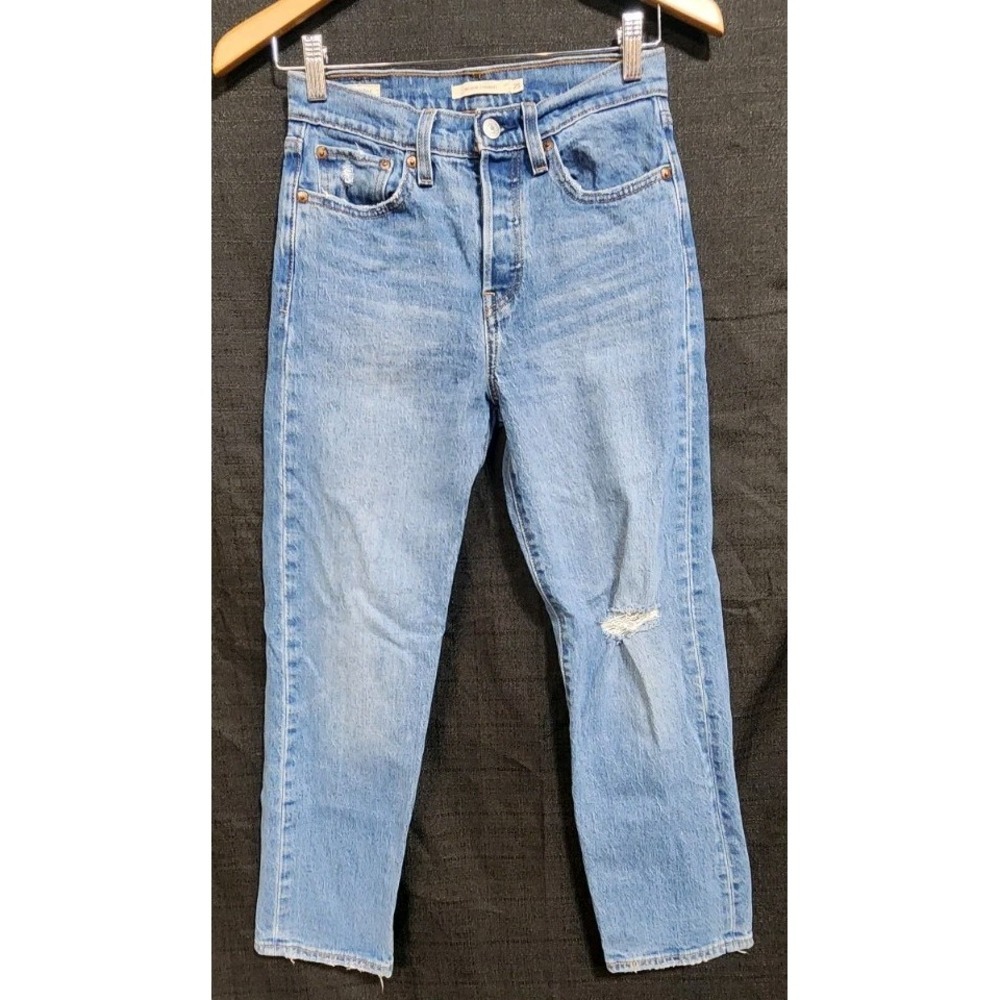 Levi's Wedgie Blue Denim Jeans Women's‎ Size 25 Premium Big E Western Distressed